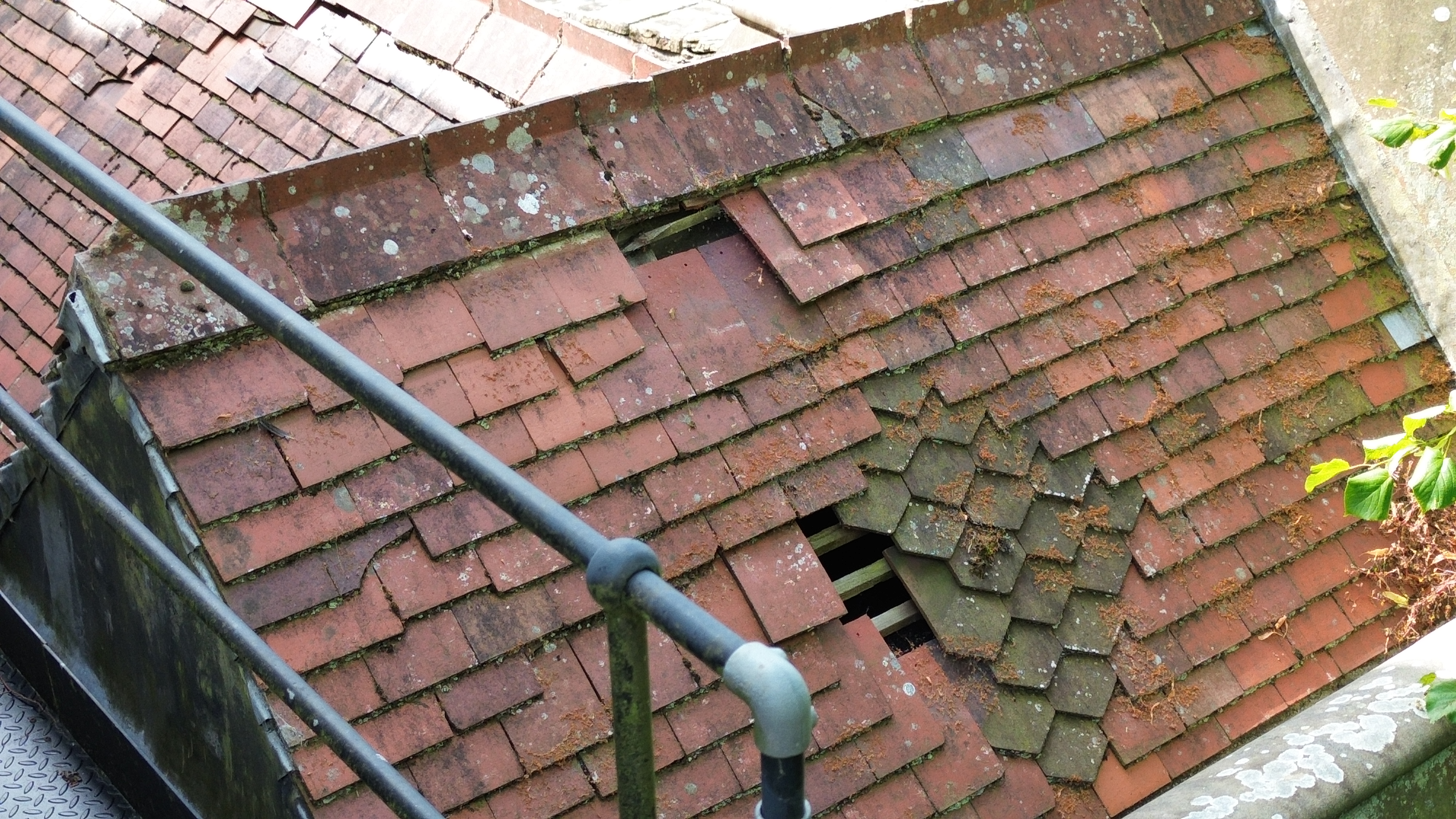 Close-up drone survey image of roof tiles