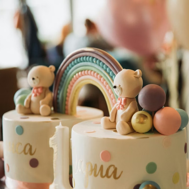 Teddy Bear Rainbow Cake