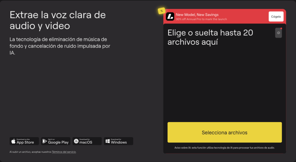 Interfaz reductor de ruido de lalala.ia