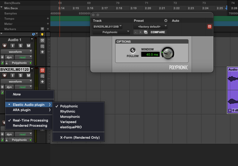 Cuantizador Elastic Audio de ProTools