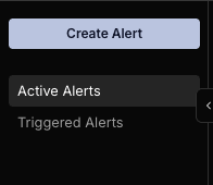 Scanz Alerts sidebar showing Create Alert, Active Alerts, and Triggered Alerts