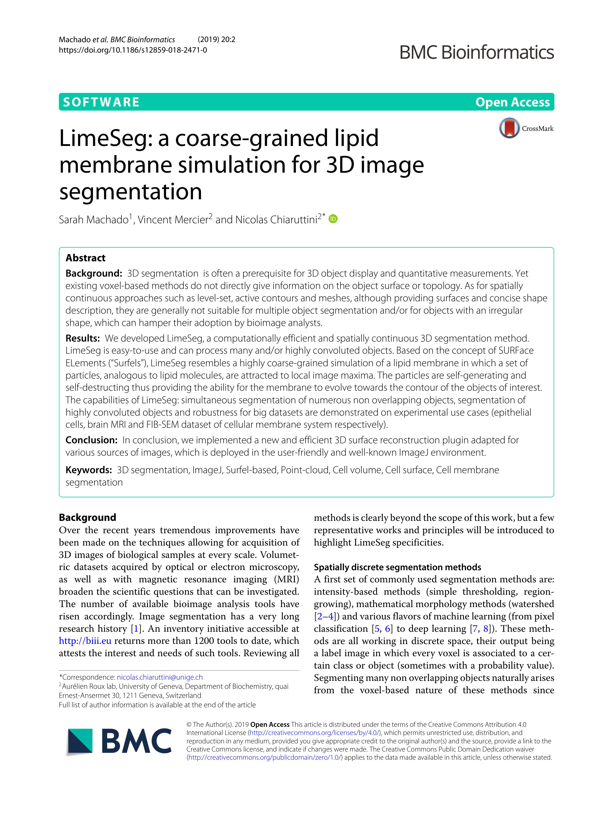 LimeSeg: A coarse-grained lipid membrane simulation for 3D image segmentation