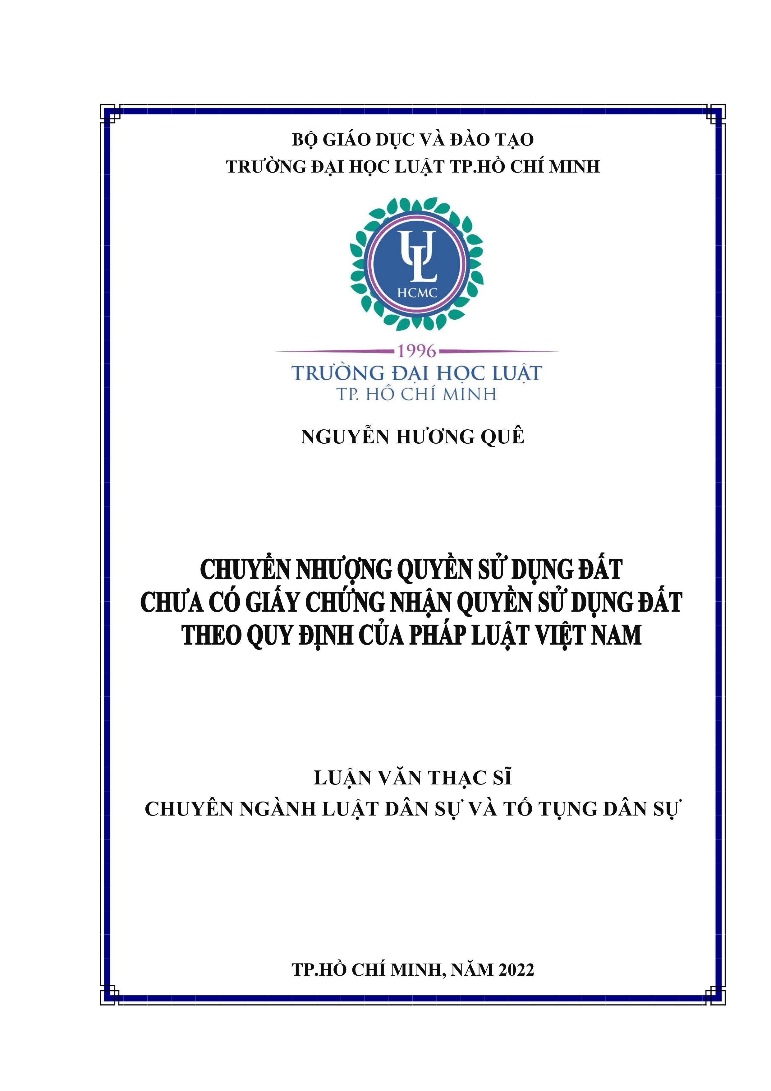 Chuyển nhượng quyền sử dụng đất chưa có giấy chứng nhận quyền sử dụng đất theo quy định của pháp luật Việt Nam