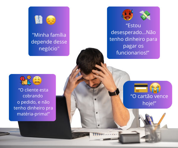 Imagem representando estresse e pressão financeira no empreendedor