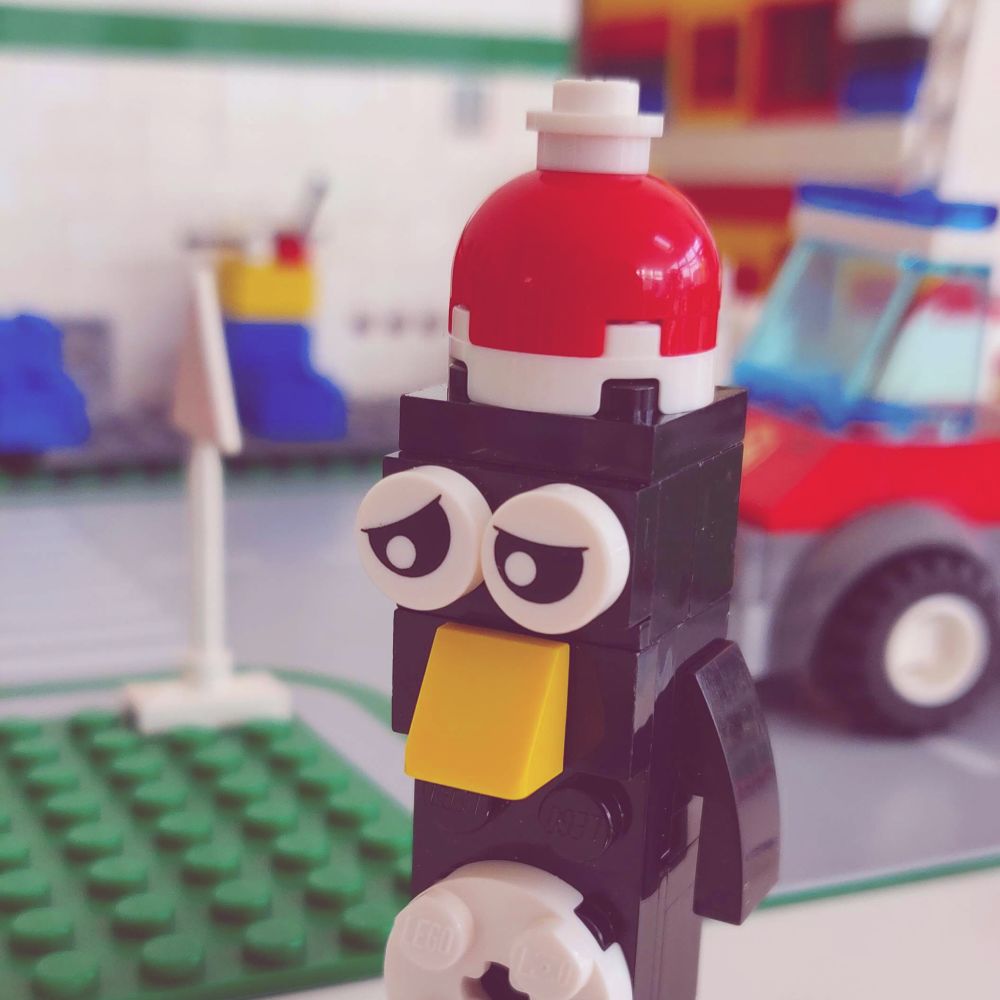 Sad festive penguin