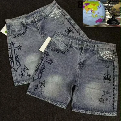 *Luxury designer baggy short Jean
