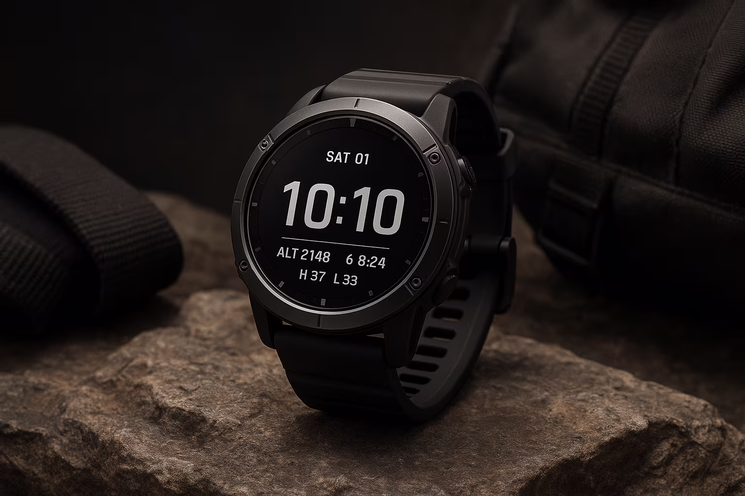 Rangée de montres multisports GPS présentées sur un fond clair et épuré. Chaque montre affiche un écran digital et un bracelet en silicone, illustrant des designs robustes adaptés à la course, au cyclisme et au triathlon.