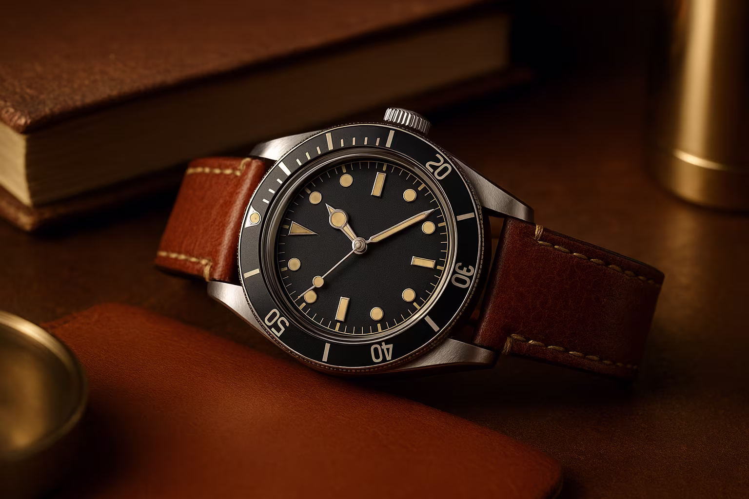 Trois montres réédition au style vintage disposées sur un fond neutre en gros plan. Boîtiers ronds, cadrans classiques avec index et aiguilles lisibles, bracelets cuir et métal illustrant un design rétro.