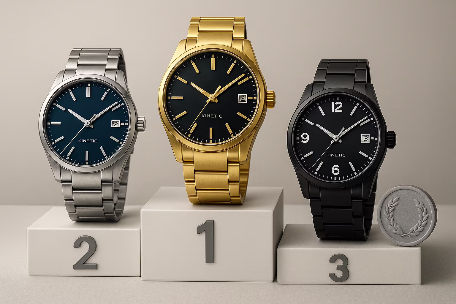 Vue plongeante de plusieurs montres-bracelets aux cadrans ronds, bracelets métalliques et en cuir variés, posées sur un fond sombre — composition produit nette mettant en valeur design, matériaux et finitions.