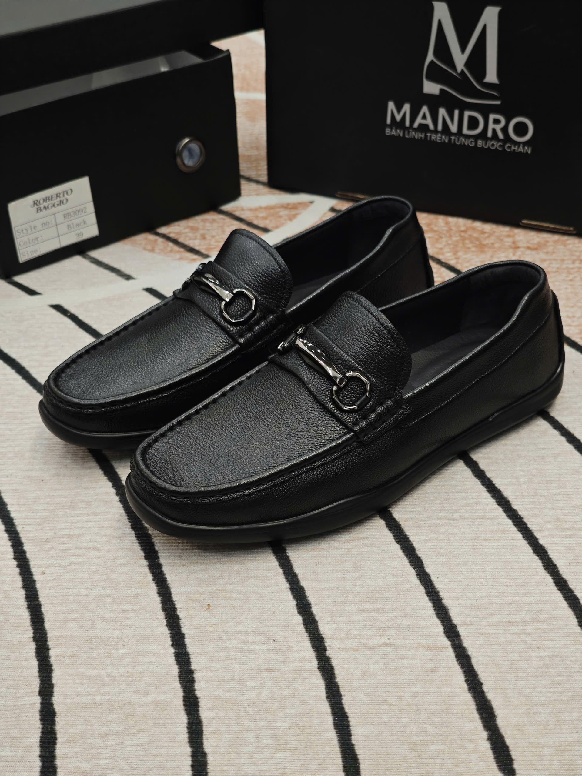 GIÀY LƯỜI MOCASSIN CAO CẤP RB3092 - 2 MÀU ĐEN NÂU