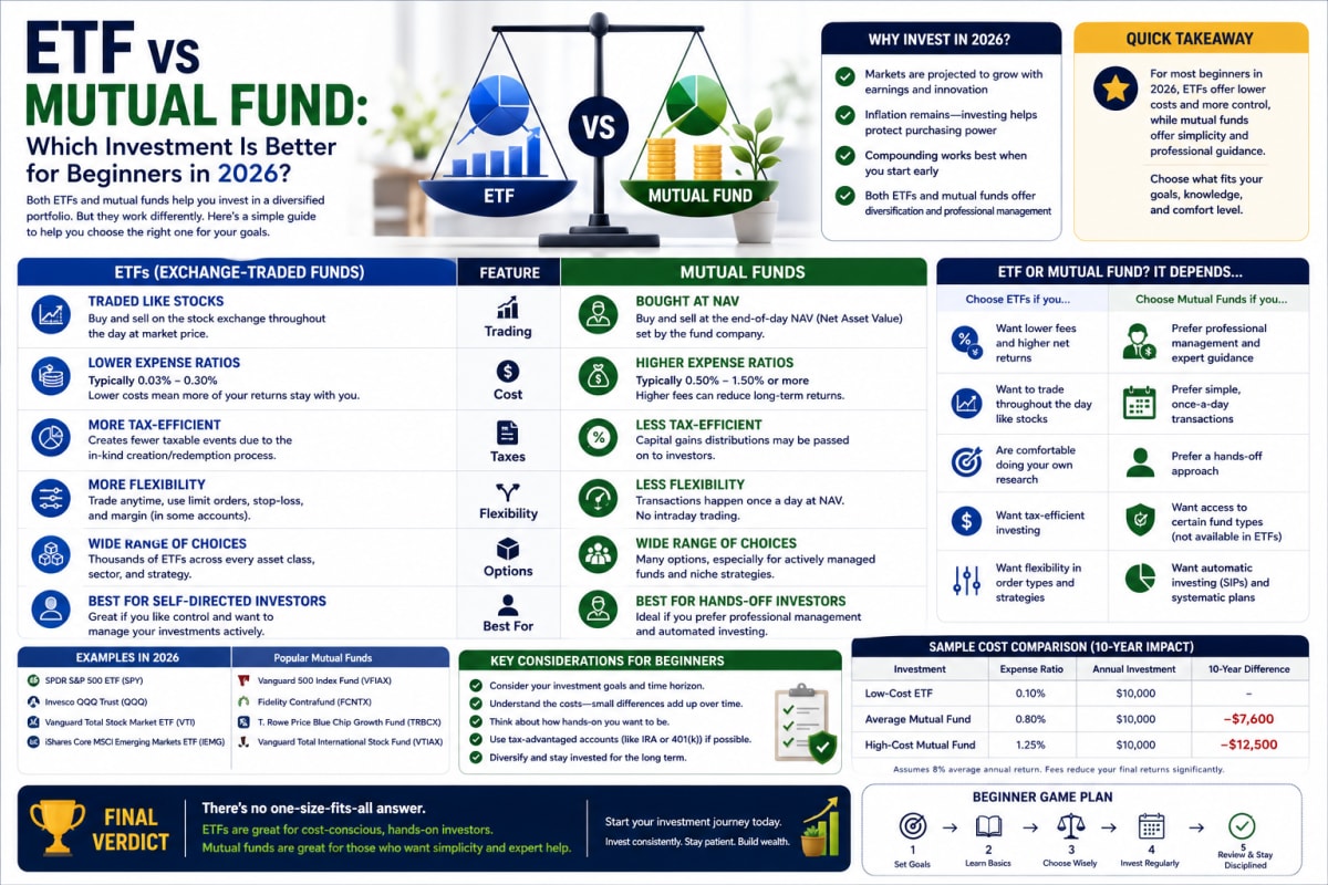 ETF vs Mutual Fund: Which Is Better for Beginners in 2026?