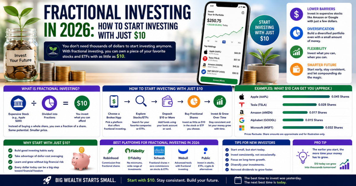 Fractional Investing 2026: Start With Just $10