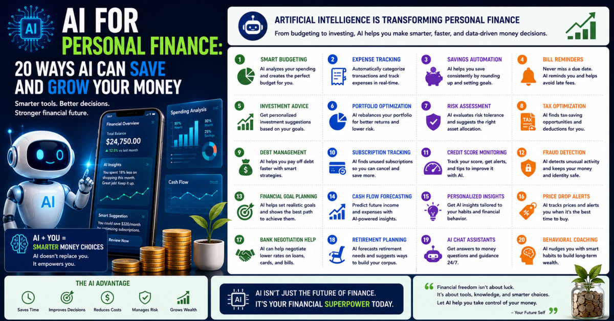 AI for Personal Finance: 20 Ways to Save and Grow Money