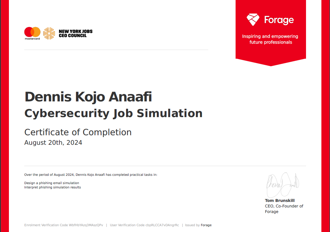 Cybersecurity Job Simulation Badge