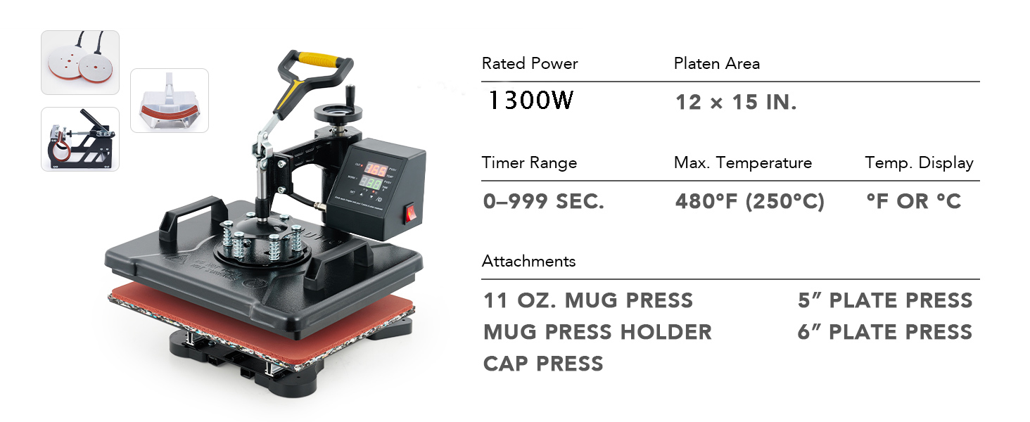 VIFERR Heat Press Machine 5 in 1 Combo Heat Press 12 x 15 Inch