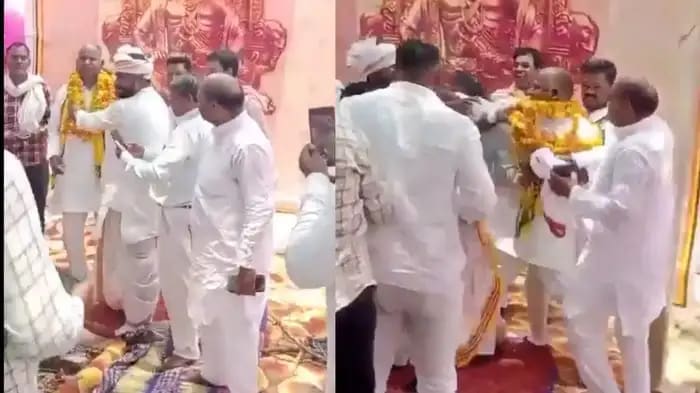 Suheldev Swabhiman Party Chief Slapped on Stage After Garland Ceremony in Jaunpur