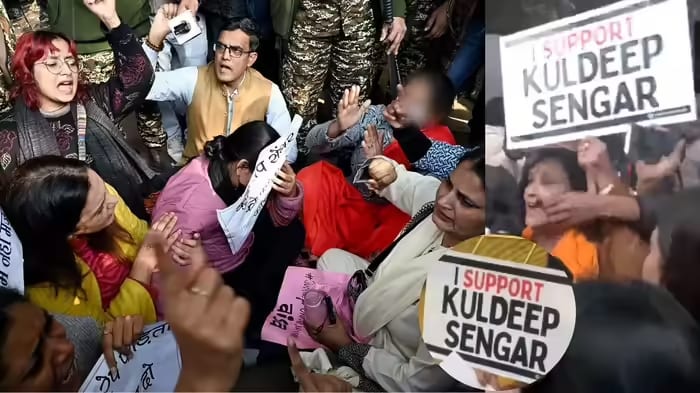 Opposition protests Kuldeep Sengar bail as placard support sparks outrage