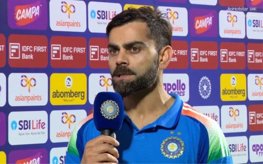 Kohli reacts as fans cheer India wicket during ODI against New Zealand