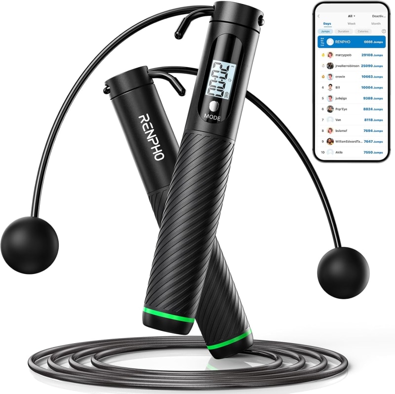 RENPHO Cordless Weighted Jump Rope with Counter