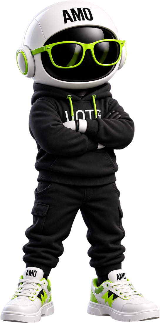 AMO with folded arms and lime sunglasses