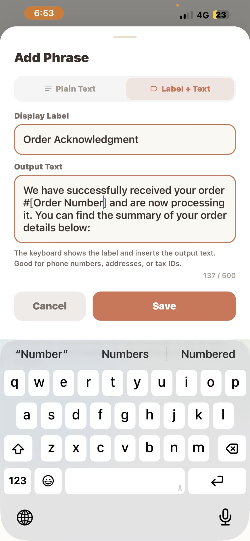 Added Quick Keyboard title and content