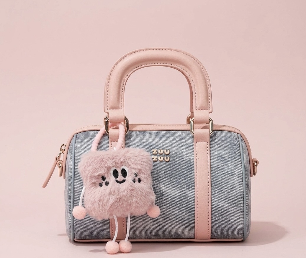 Denim barrel bag