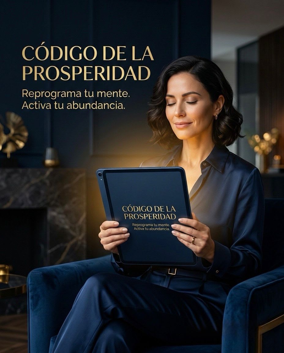 Mujer leyendo Código de la Prosperidad
