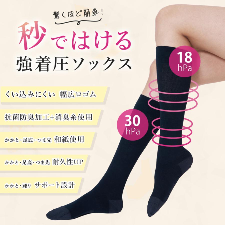 福助 着圧ハイソックス(和紙素材)
