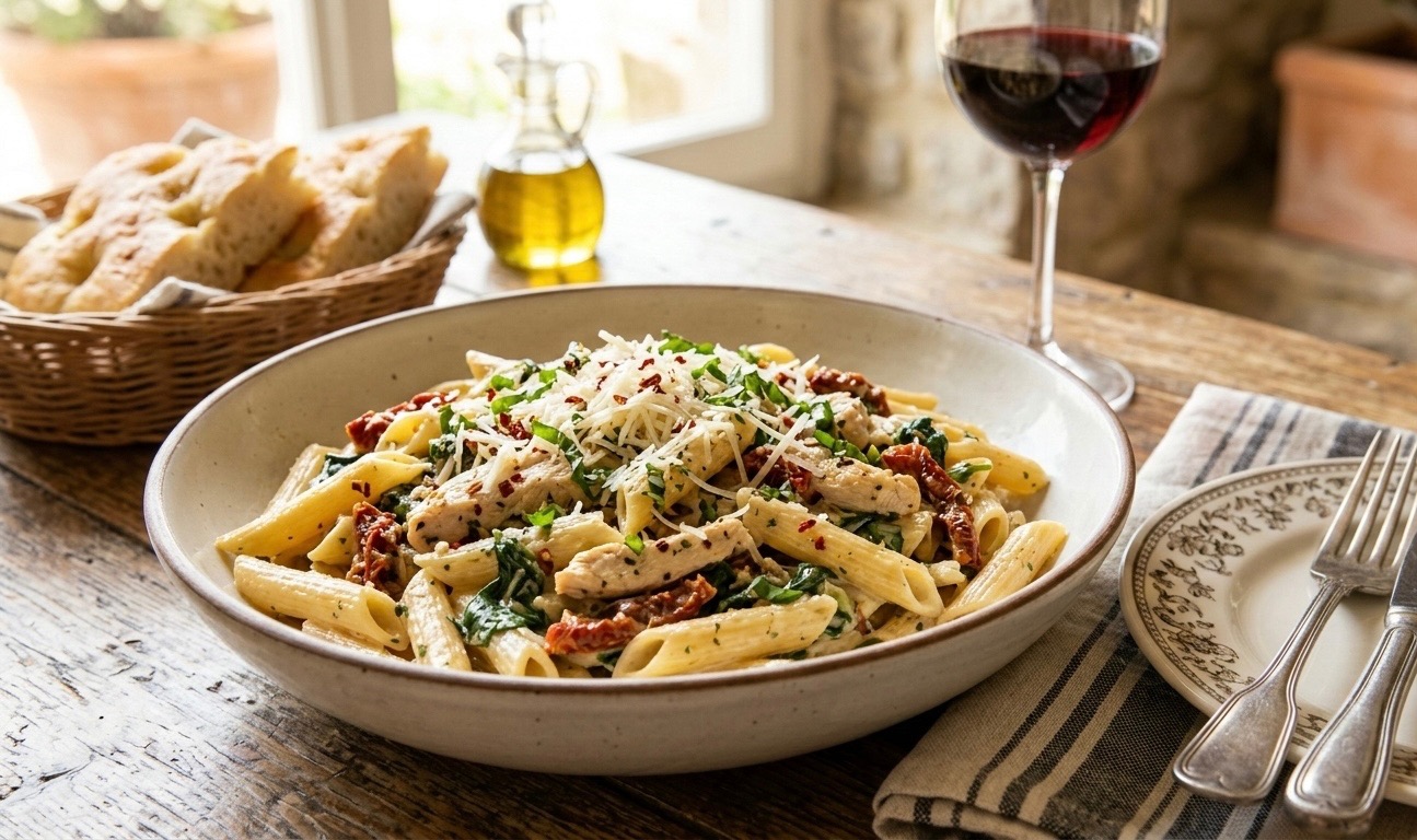 Sun-Kissed Tuscan Chicken Pasta with Creamy Parmesan Sauce