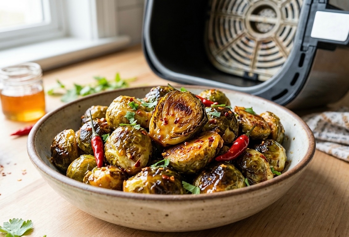 Crispy Honey-Glazed Air Fryer Brussels Sprouts with a Kick