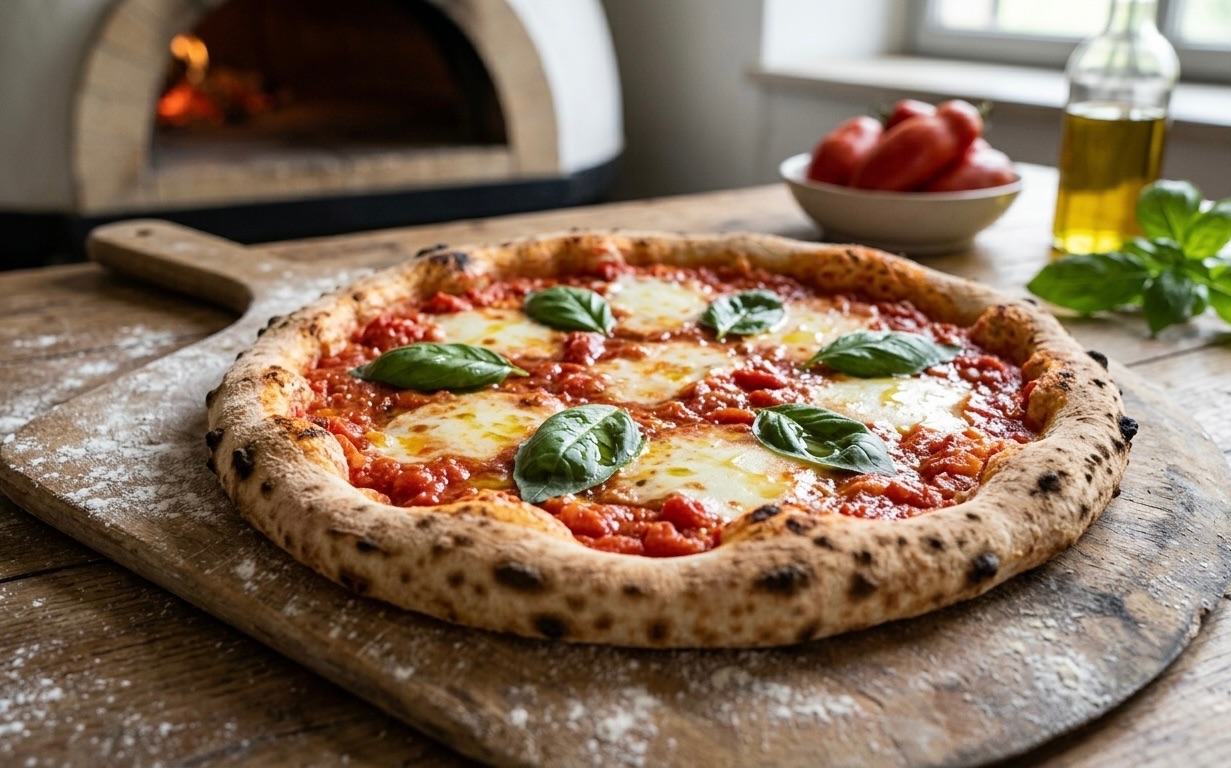 Artisan Margherita Pizza with Quick San Marzano Tomato Sauce
