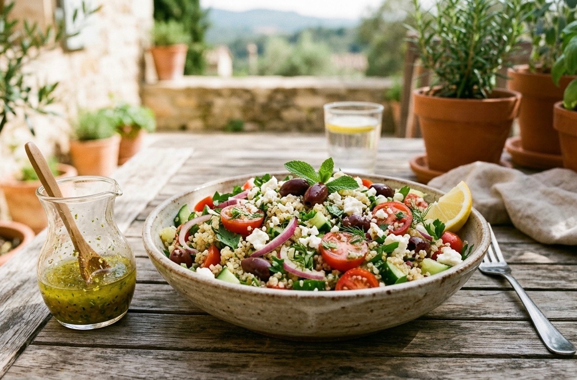 Vibrant Mediterranean Quinoa Salad with Lemon-Herb Dressing