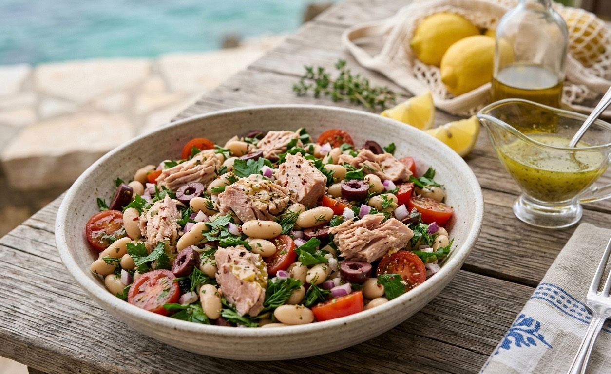 Mediterranean Tuna & White Bean Salad with Lemon-Herb Vinaigrette