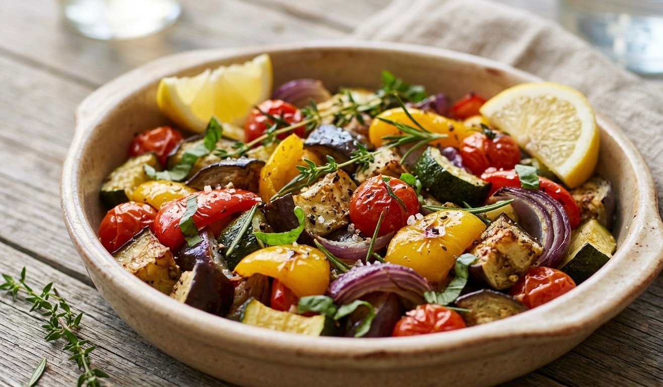 Sun-Kissed Mediterranean Vegetable Medley with Lemon-Herb Vinaigrette