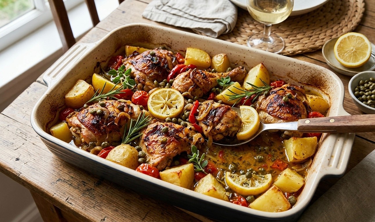 Zesty Roman Chicken with Roasted Potatoes and Capers