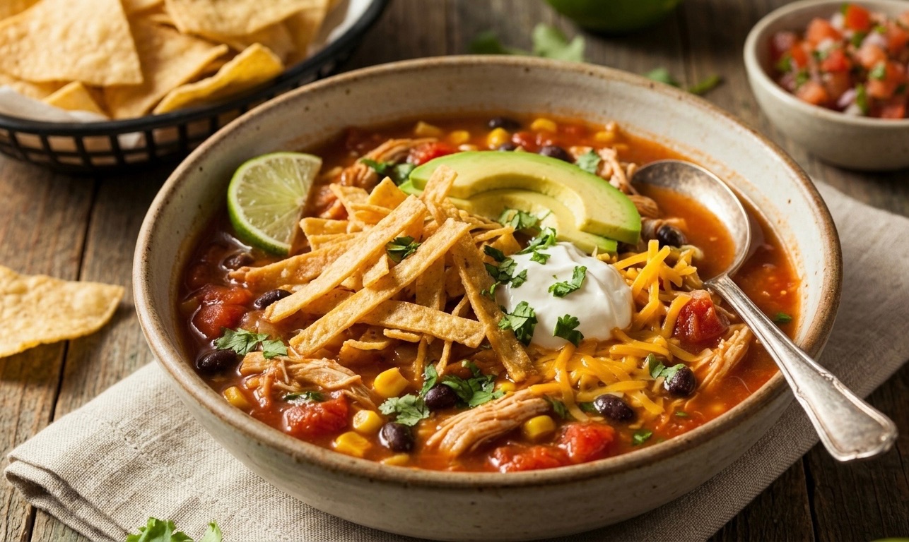 Hearty Chicken Tortilla Soup Inspired Bowl