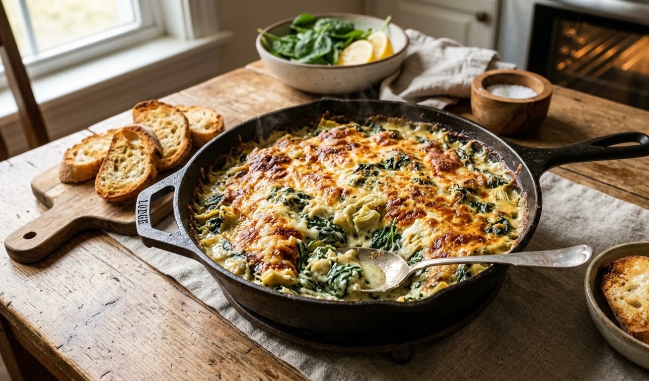 Velvety Hearth-Baked Spinach and Artichoke Gratin