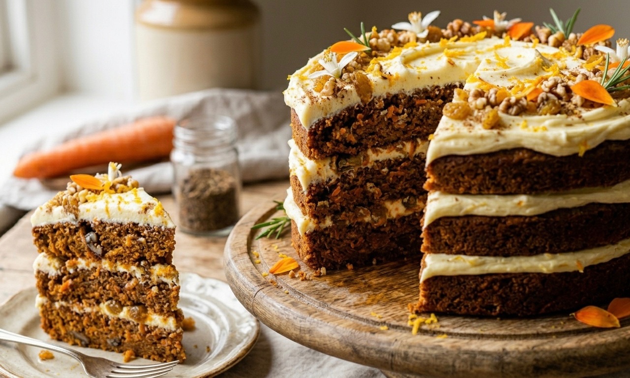 Zesty Spiced Carrot & Golden Sultana Layer Cake