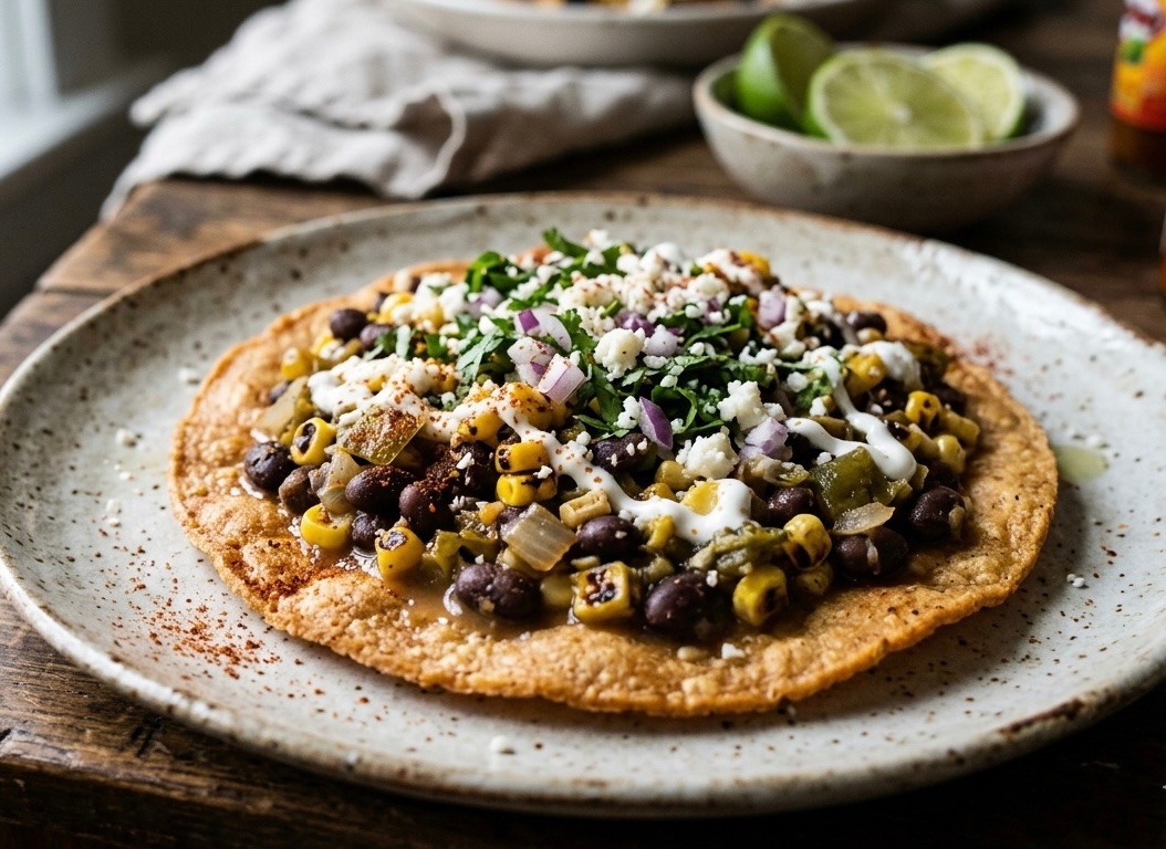 Smoky Black Bean and Corn Crispy Tortillas
