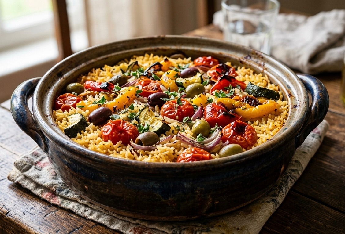 One-Pot Mediterranean Vegetable Baked Rice