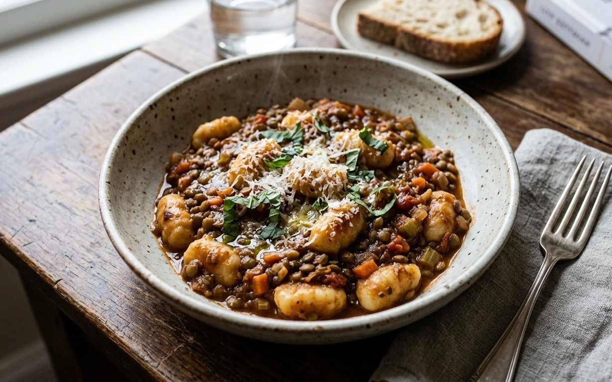 Hearty Vegetarian Saucy Lentil Gnocchi Ragù