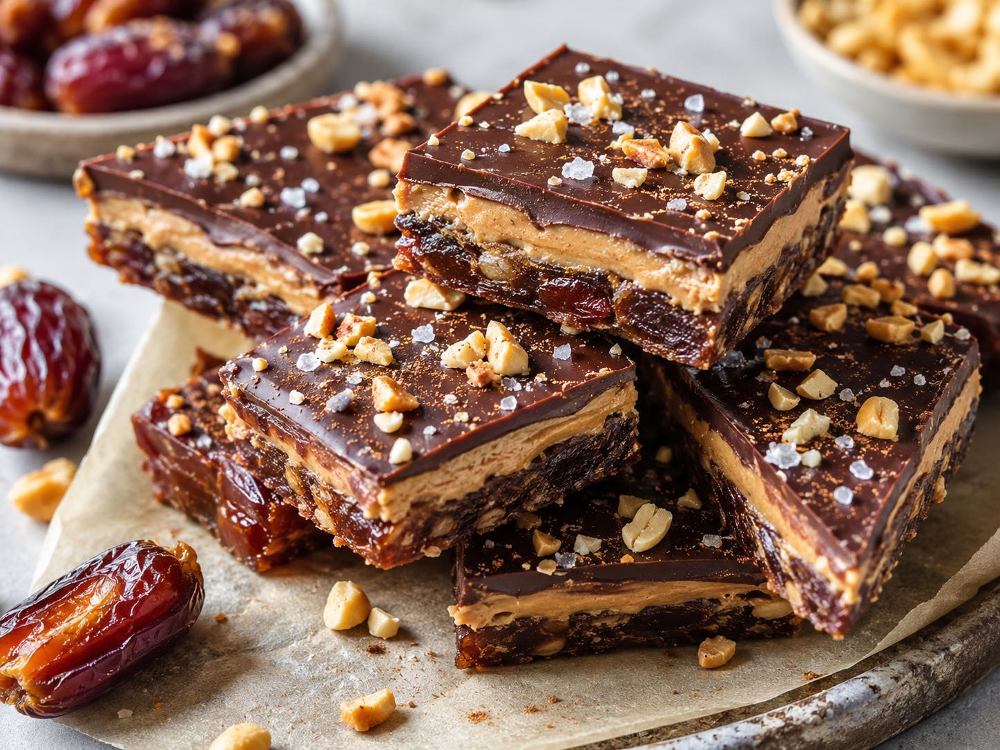 Peanut Butter Dates Chocolate Bark