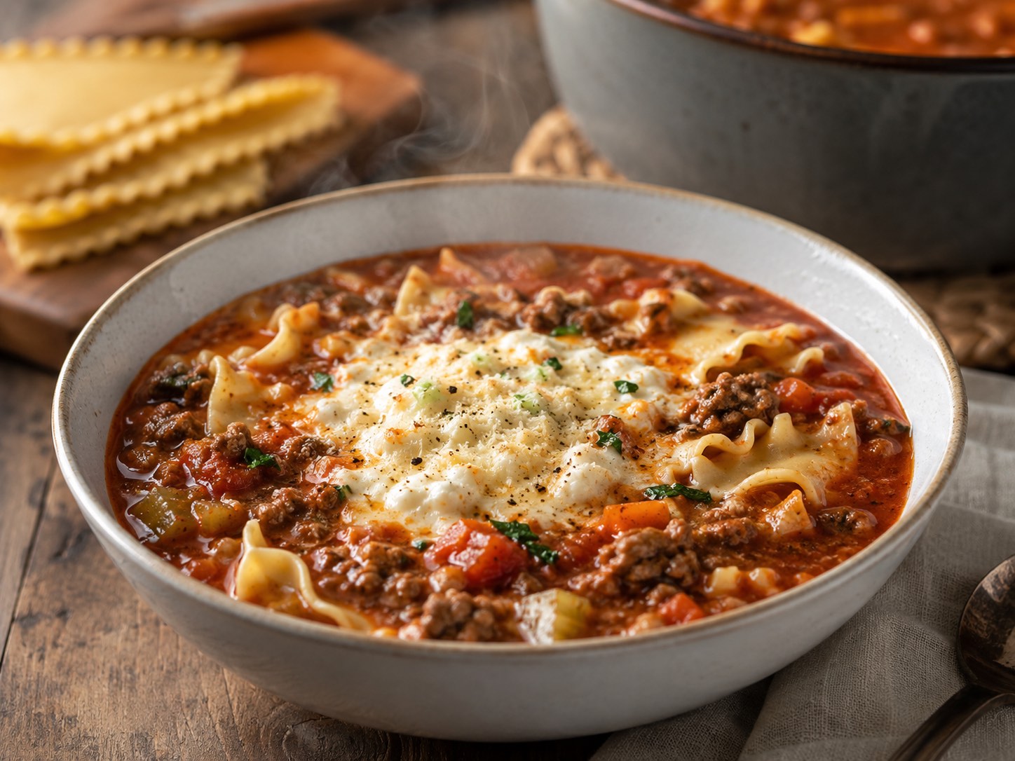 One-Pot Broken Lasagna Soup