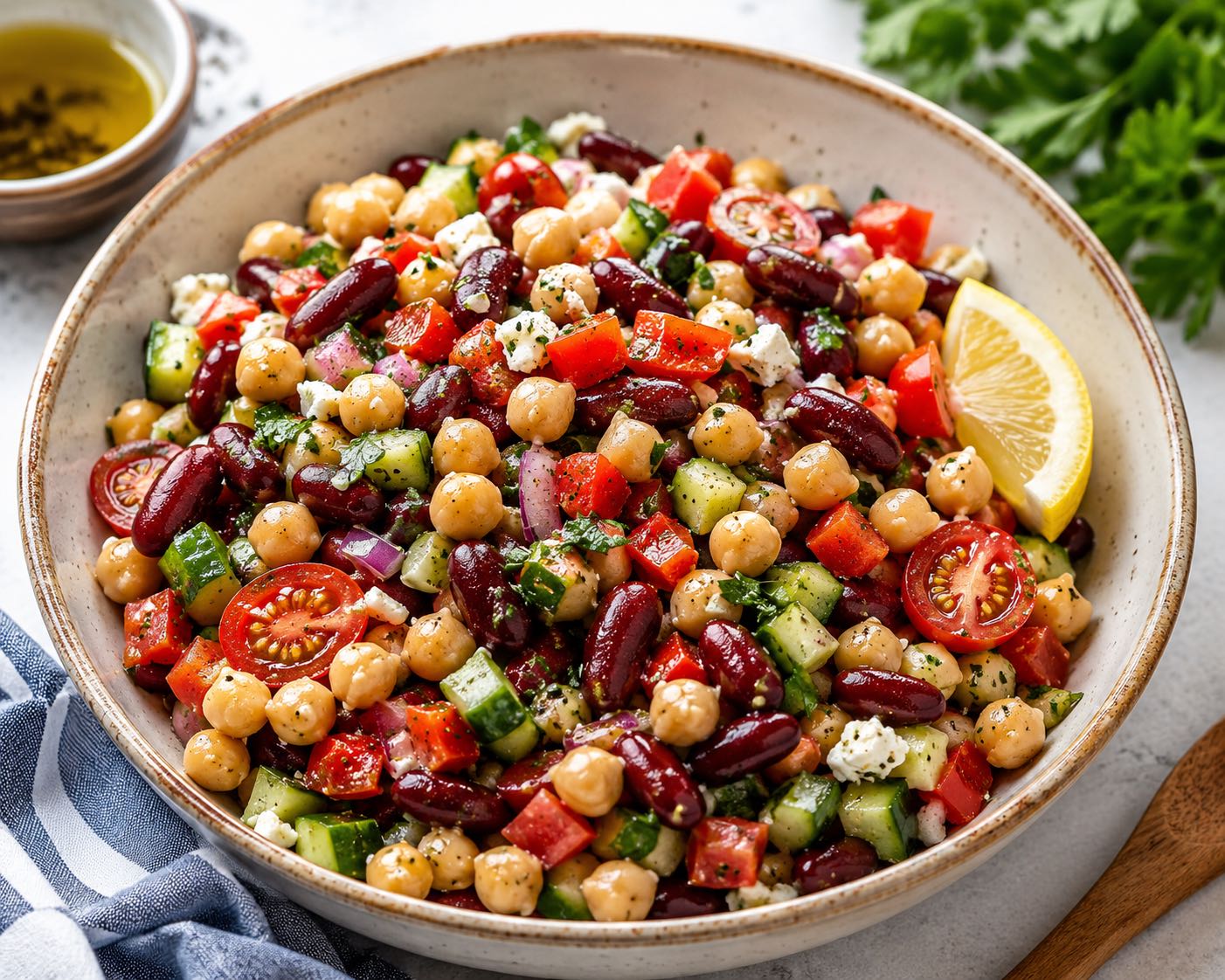 Zesty Mediterranean Double Bean Salad