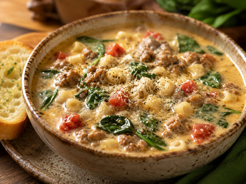 Creamy Million Dollar Soup with Sausage and Spinach