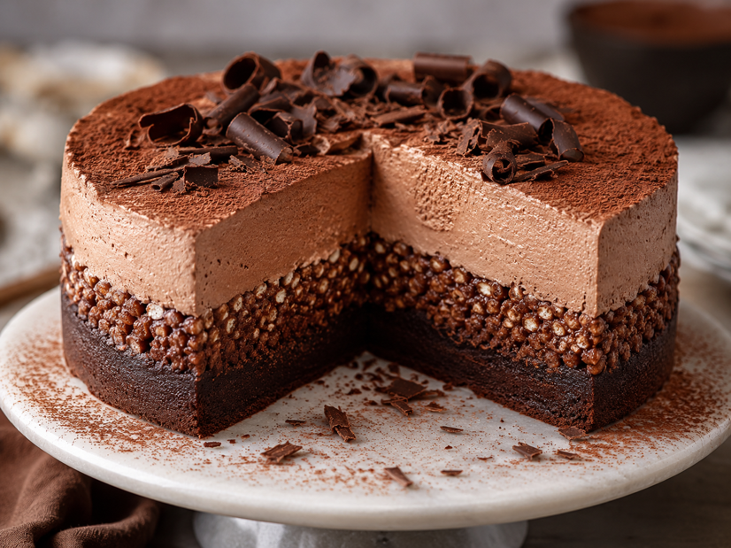 Decadent Chocolate Crisp Mousse Cake