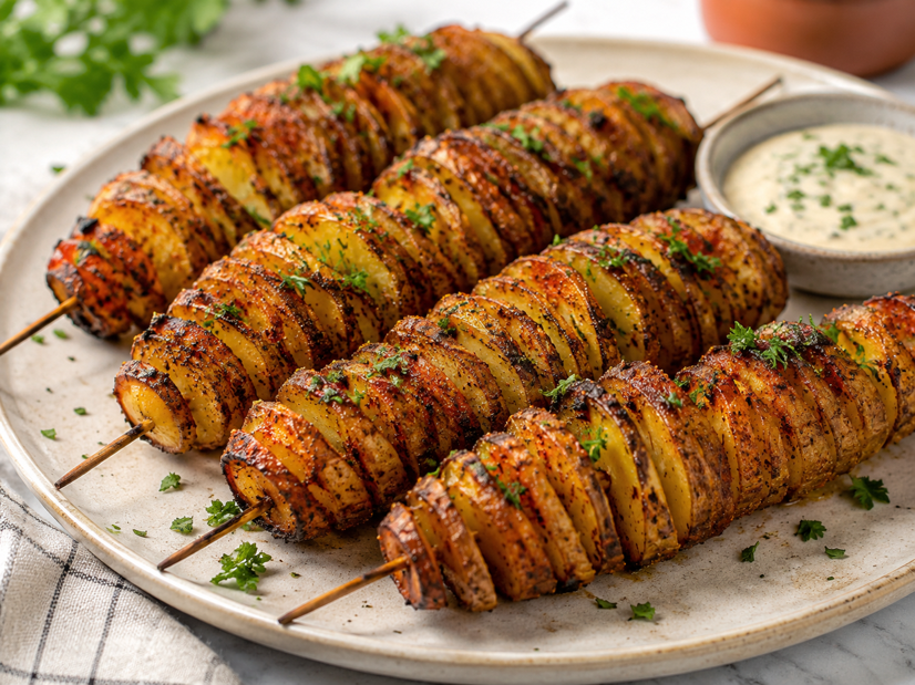 Crispy Garlic Accordion Potatoes