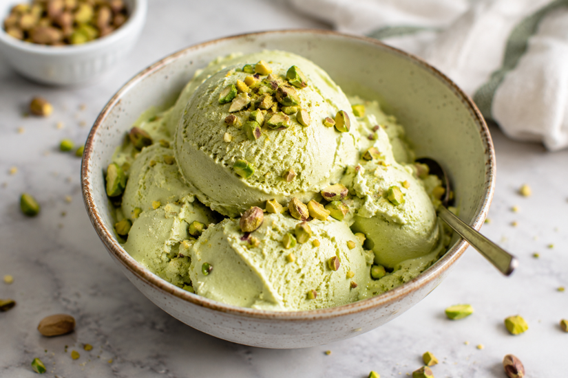 Creamy Homemade Pistachio Frozen Yogurt