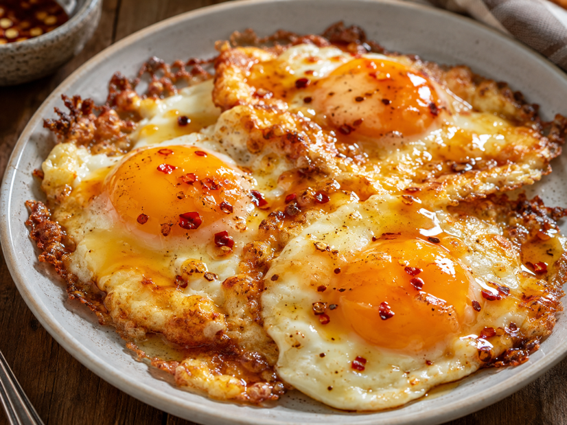 Crispy Hot Honey Cheese Fried Eggs