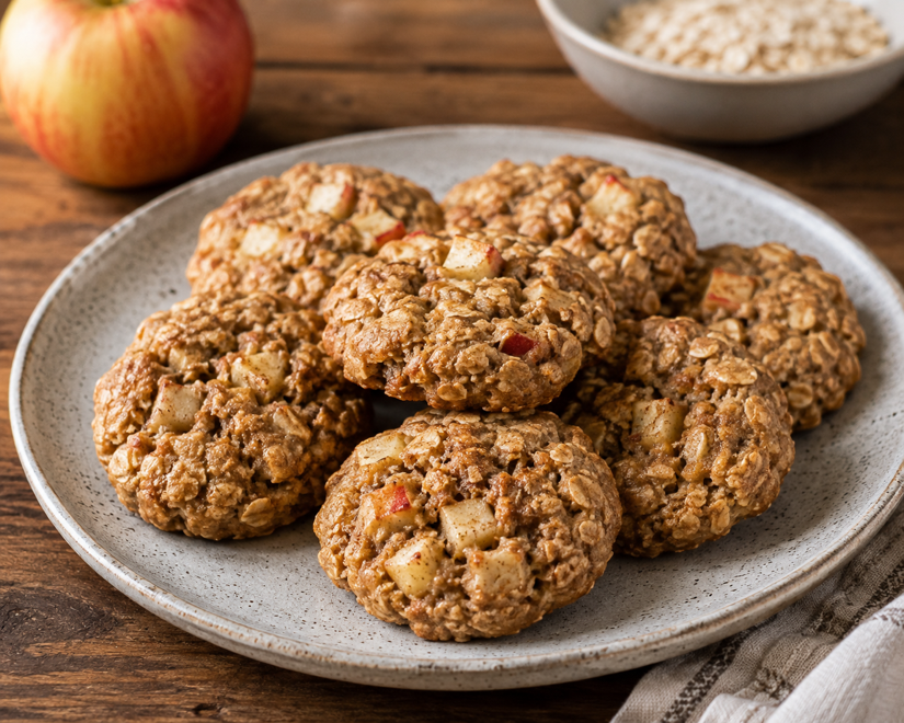 Chewy Apple Cinnamon Oatmeal Breakfast Cookies